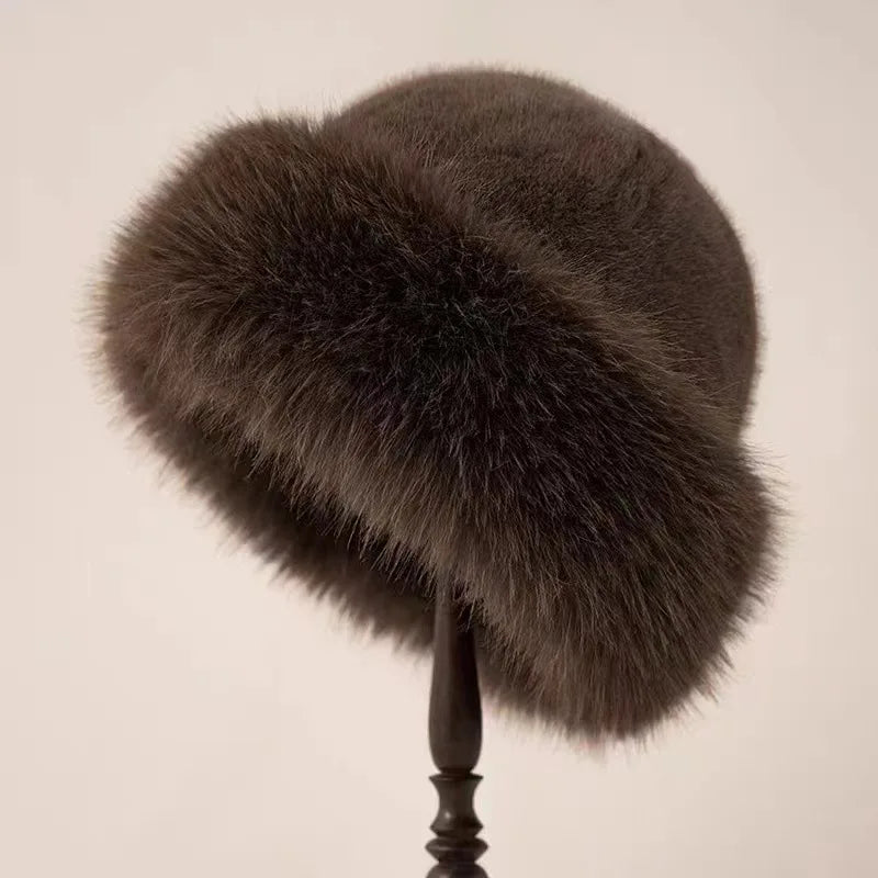 Damen Eleganter Fellhut Weiß - Amara