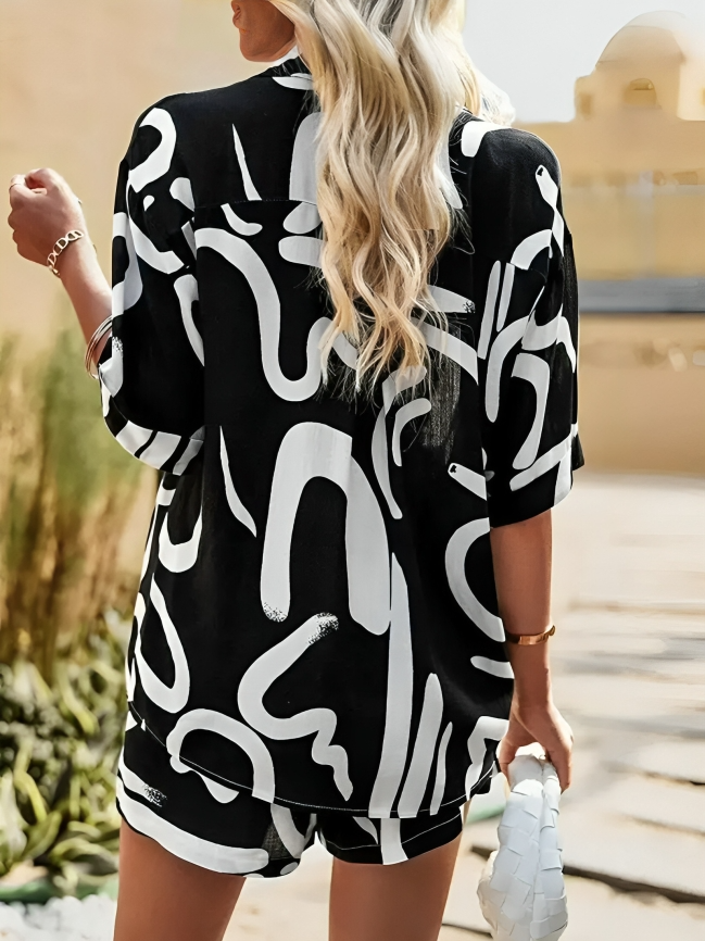 Mia - Elegantes Schwarz-Creme Ensemble