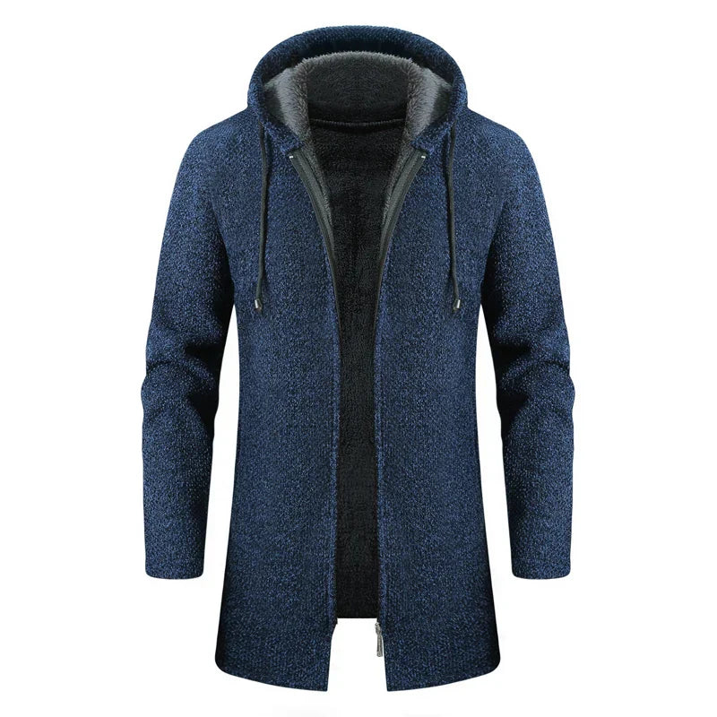 Winter-Fleece-Cardigan mit Kapuze Rot - Arvid