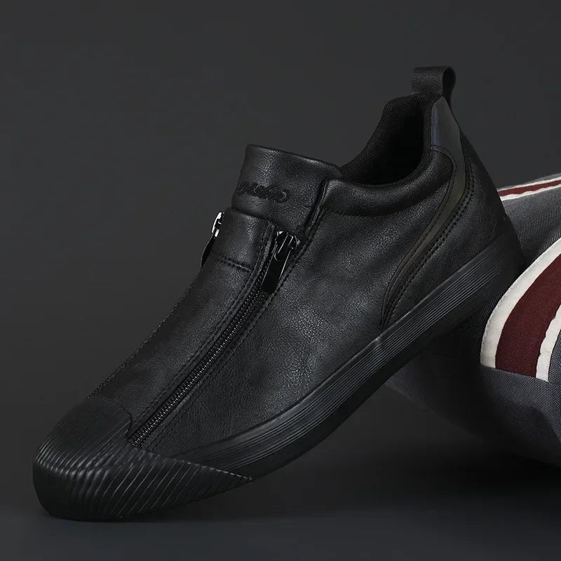 Gelbe leder-sneakers mit reißverschluss - Andrei