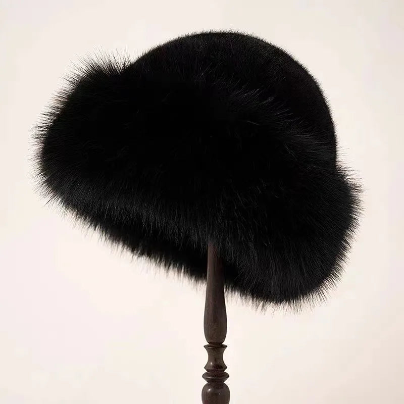 Damen Eleganter Fellhut Weiß - Amara