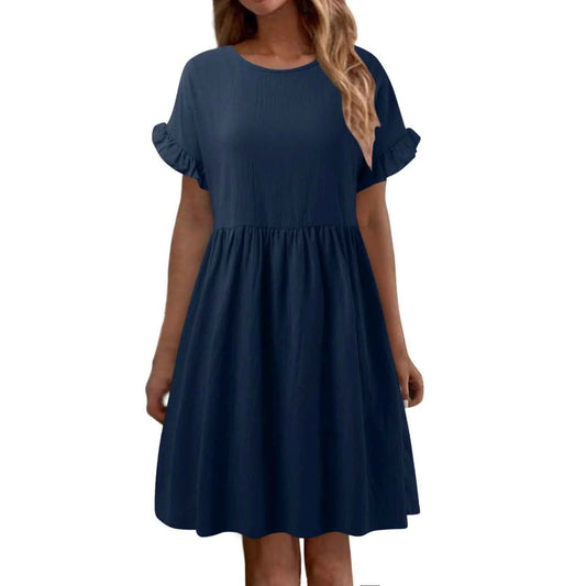 Nora - Marineblaues Rüschenkleid