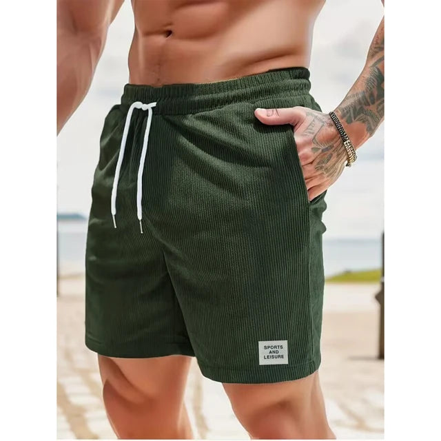 Leo - Schwarze Cord-Shorts mit Schnürung