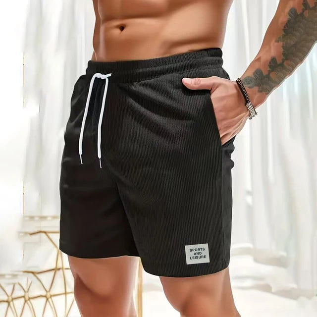 Leo - Schwarze Cord-Shorts mit Schnürung