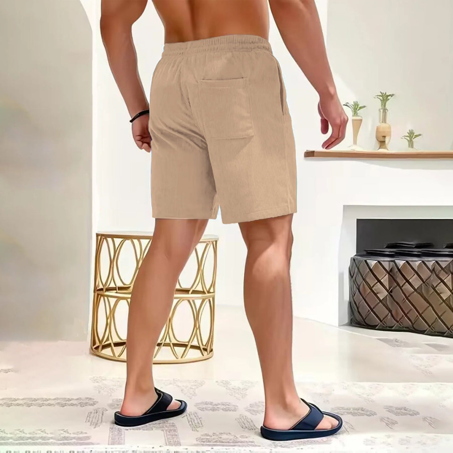 Leo - Schwarze Cord-Shorts mit Schnürung