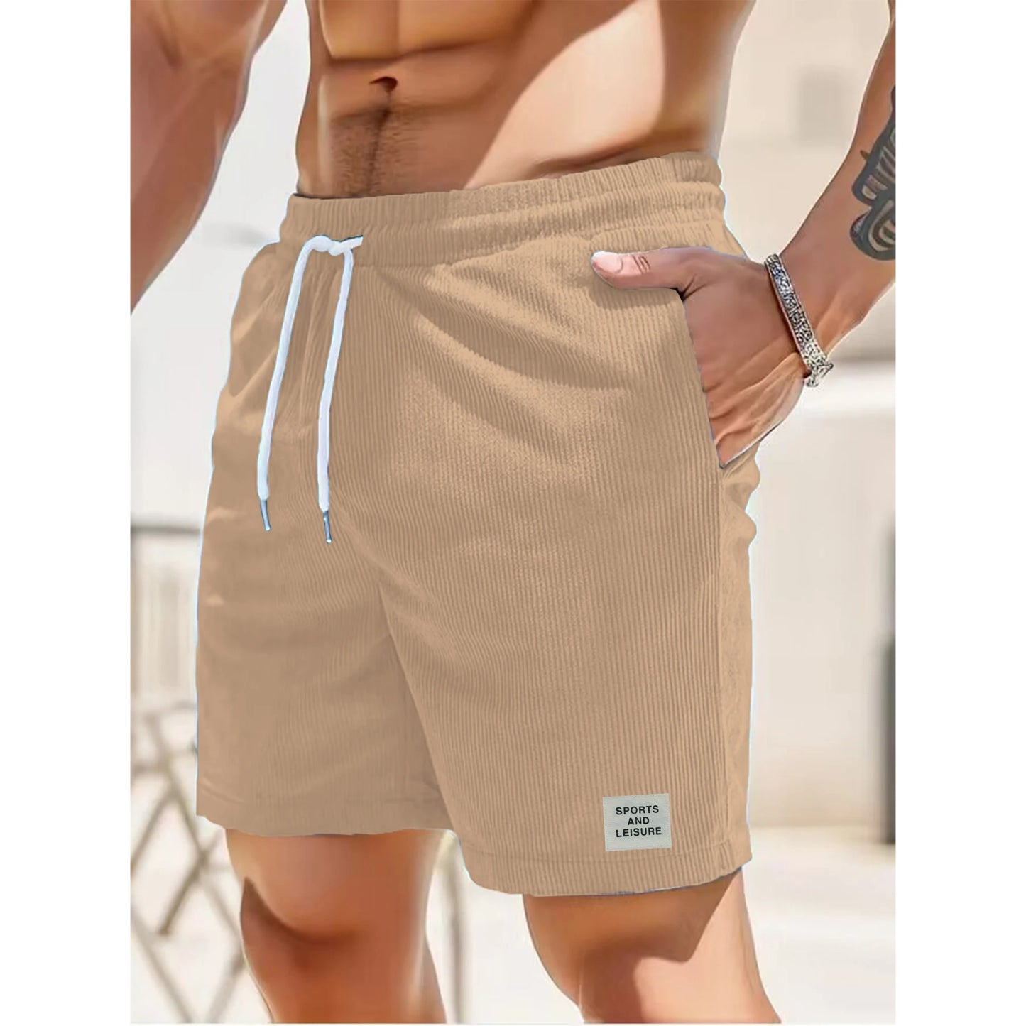 Leo - Schwarze Cord-Shorts mit Schnürung