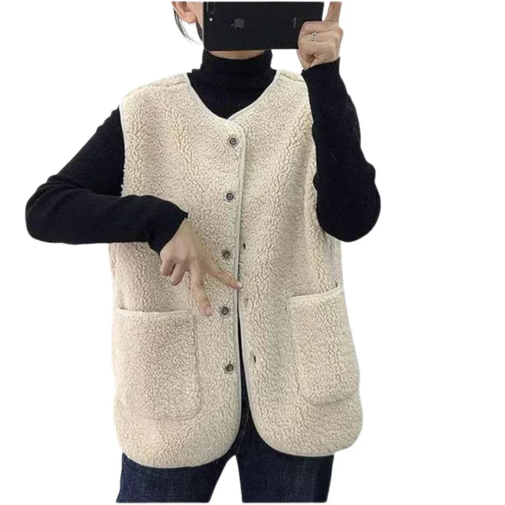 Oversized teddy-fleeceweste für damen