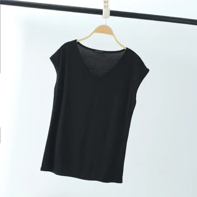 Clara - Rostrote V-Ausschnitt Bluse