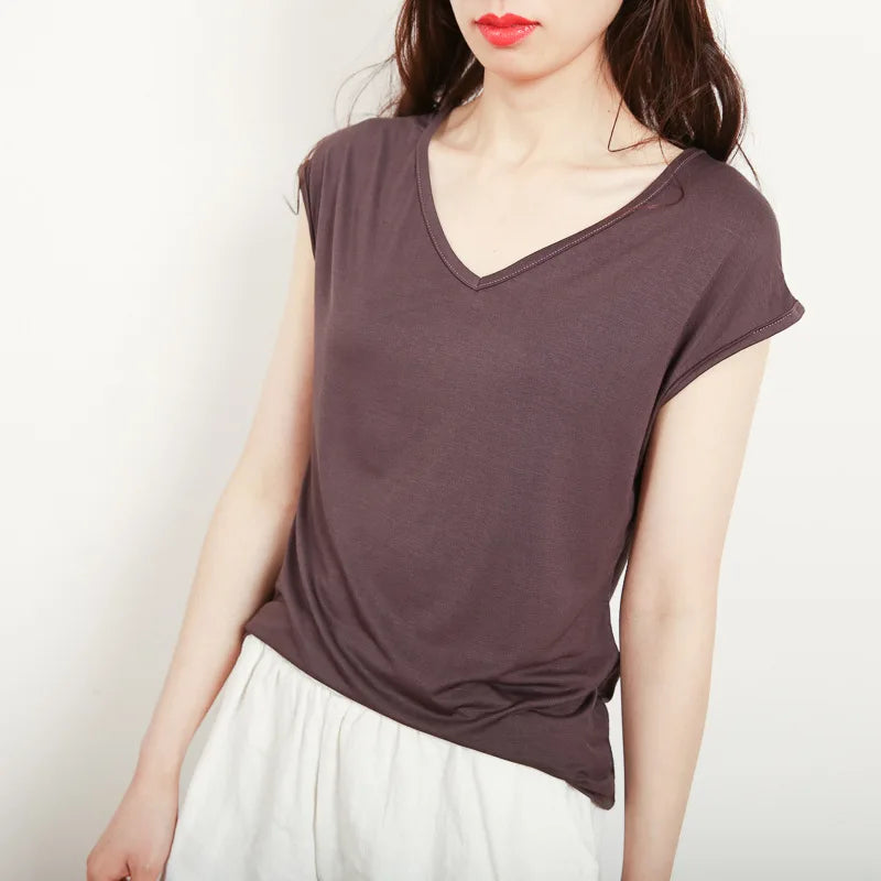 Clara - Rostrote V-Ausschnitt Bluse