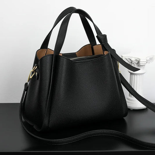 Charlotte - Schwarze Texturierte Eleganz-Handtasche