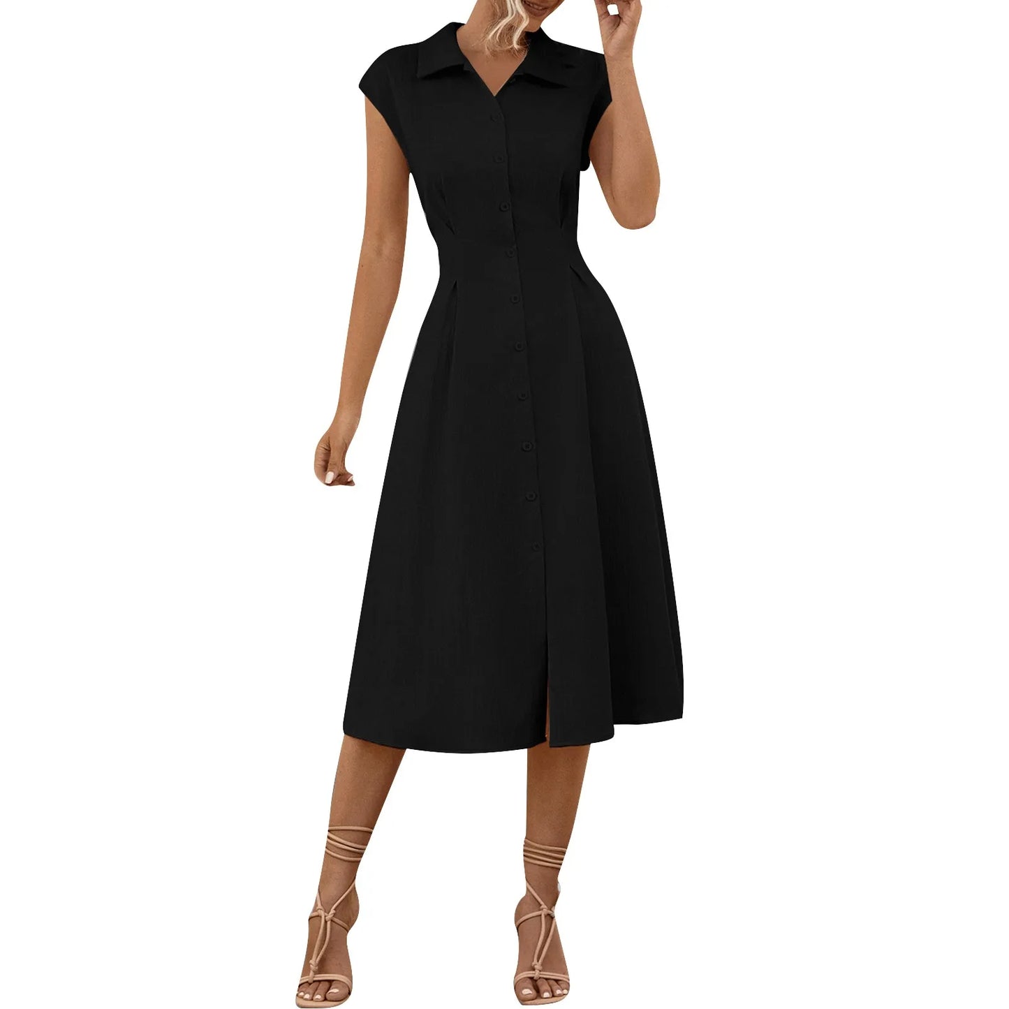 Nora - Schwarzes Hemdkleid