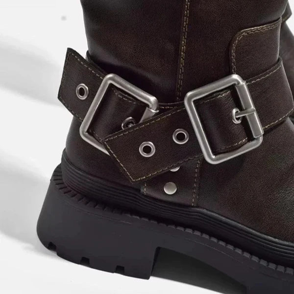 Elegante, kniehohe damenstiefel mit schnalle – damen