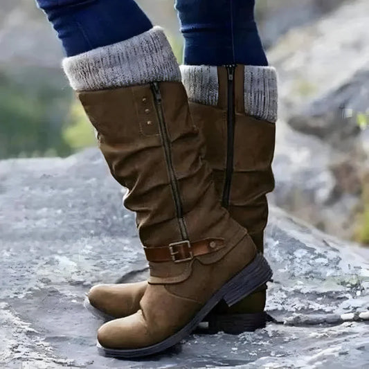 Elegante, kniehohe damenstiefel mit rutschfester oberfläche