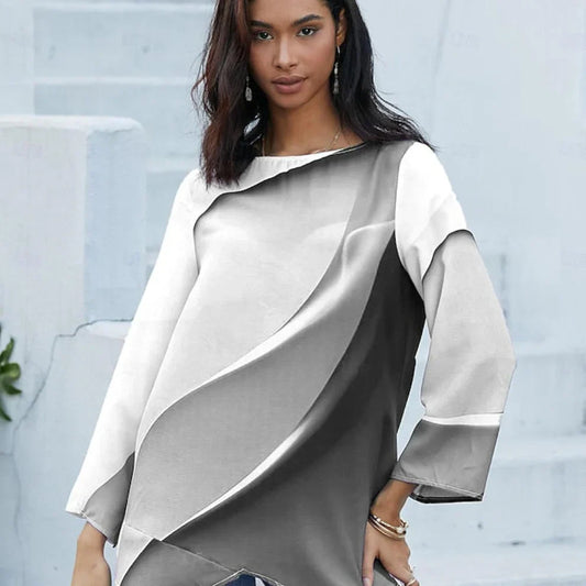 Damenbluse mit abstraktem muster, langärmlig – damen