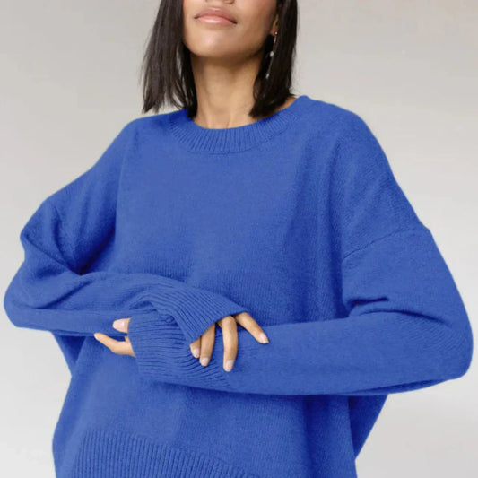 Oversize-strickpullover mit rundhalsausschnitt für damen