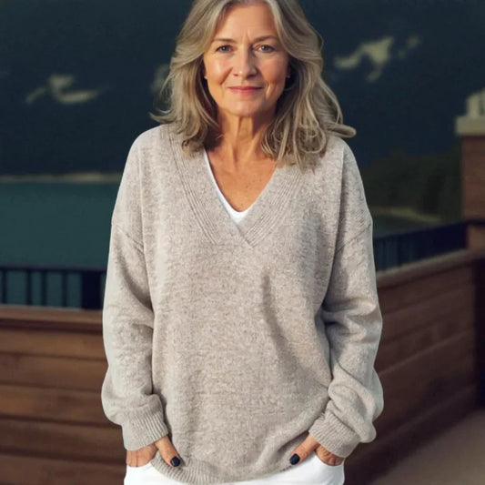 Oversize-strickpullover mit v-ausschnitt für damen