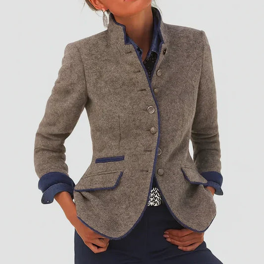 Professionelle damenjacke mit kontrastbesatz – damen