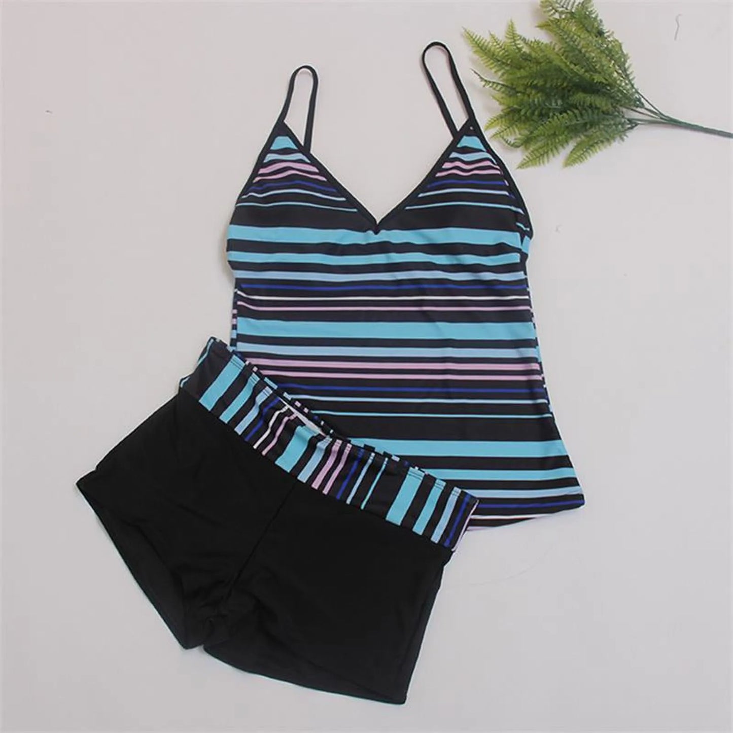 Valentina - Marine Streifen Tankini-Set