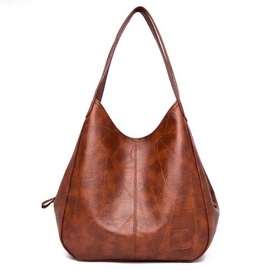 Mia - Schultertasche Braun Leder