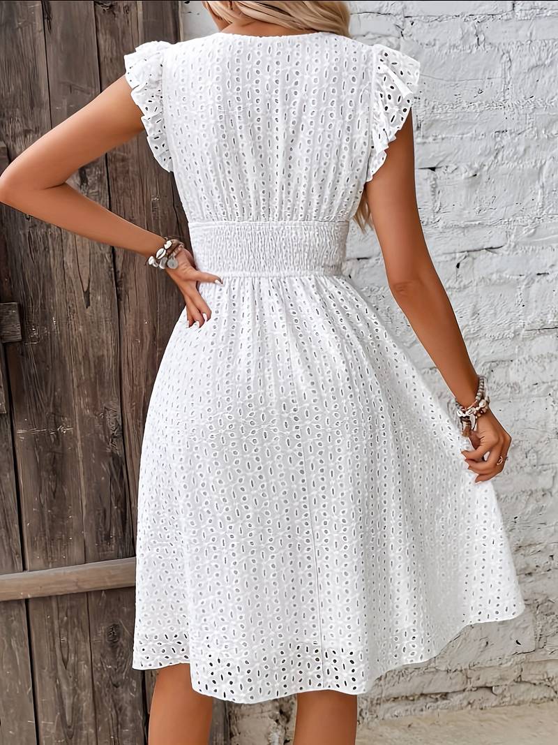 Helena - Weißes Spitzenkleid mit Rüschen