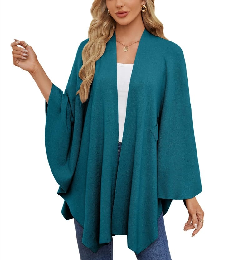 Eleganter Wickelponcho Ivory Weiß - Clara