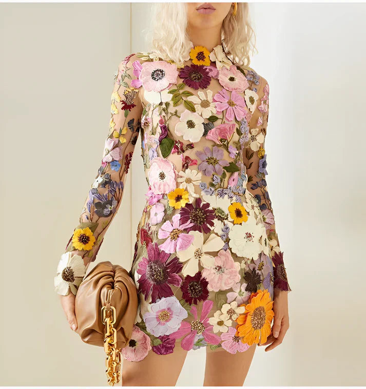 Elegantes kleid mit floralem ornament - carla