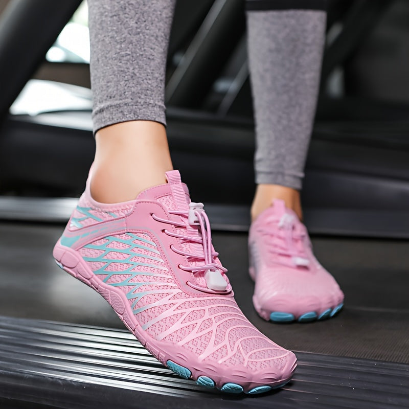 Weiß-Rosa Sneakers - Damen Sportschuhe mit Flexibler Sohle