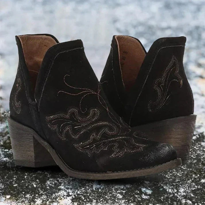 Ellie - lässige stiefeletten mit hohem absatz und kosakenspitze