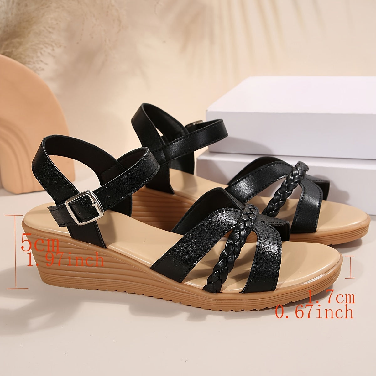 Schwarze Sommerkeilsandalen - Lena