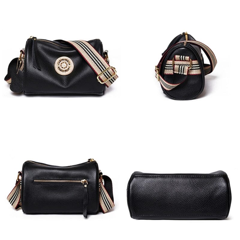 Isabella - Beige Messenger-Ledertasche mit Zierband