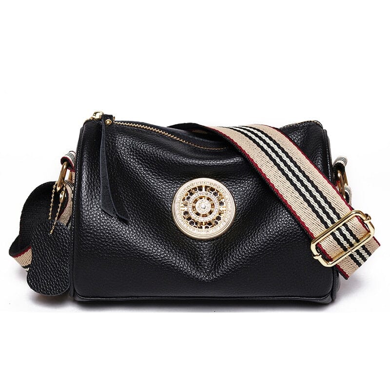Isabella - Beige Messenger-Ledertasche mit Zierband