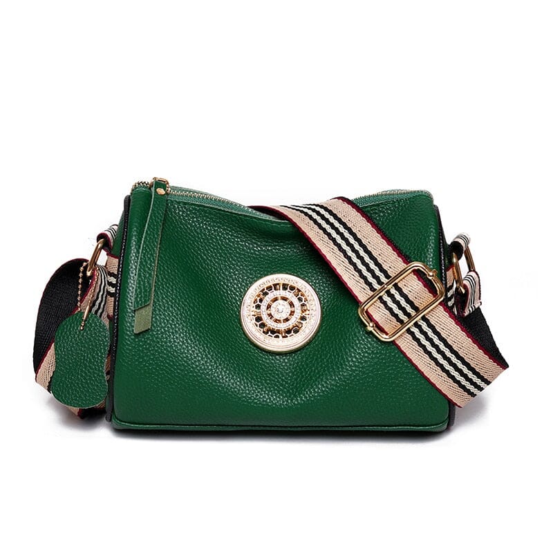 Isabella - Beige Messenger-Ledertasche mit Zierband