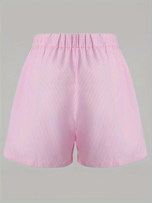 Gestreifte Rosa Shorts mit Elastischem Bund - Ava