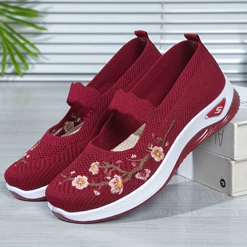 Isla - Orthopädische Florale Schwarze Slip-Ons