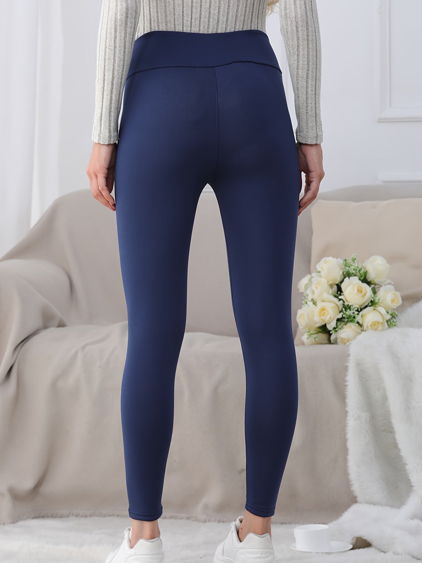 Schwarze Thermo-Leggings mit Fleece – Clara