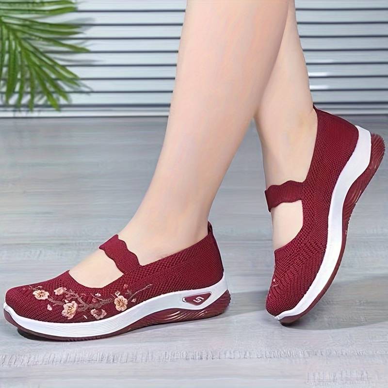 Isla - Orthopädische Florale Schwarze Slip-Ons