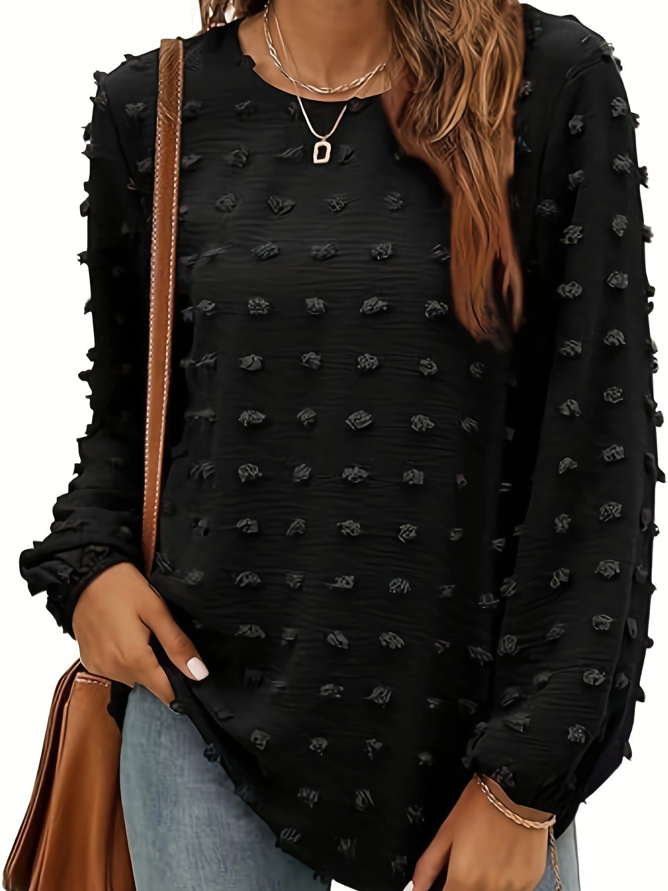 Rote Bluse mit Punktstruktur - Emilia