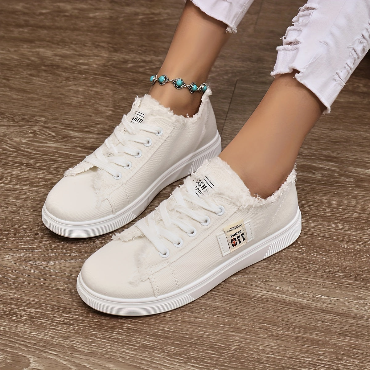 Weißer Leinenschuh - Damen Casual Sneaker