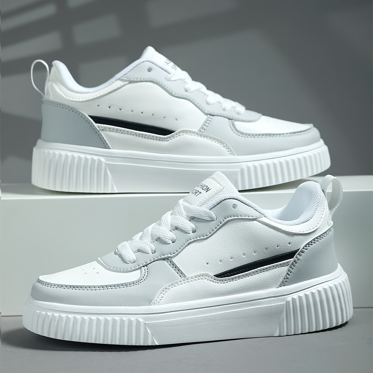 Weiß-Grüne Sneaker mit Plateau-Sohle - Jade