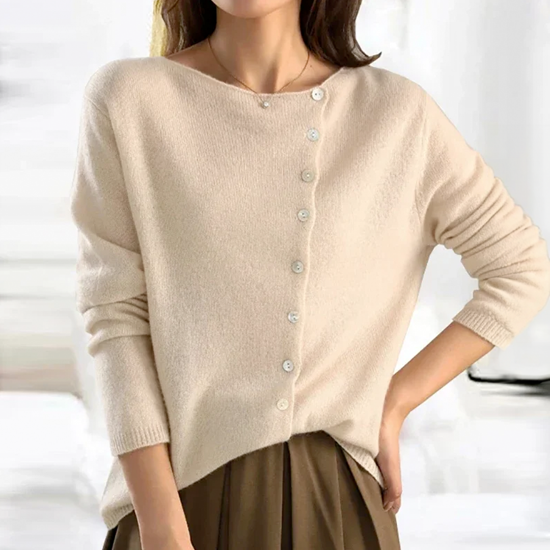 Eleganter Kuscheliger Cardigan Damen Grau – Clara