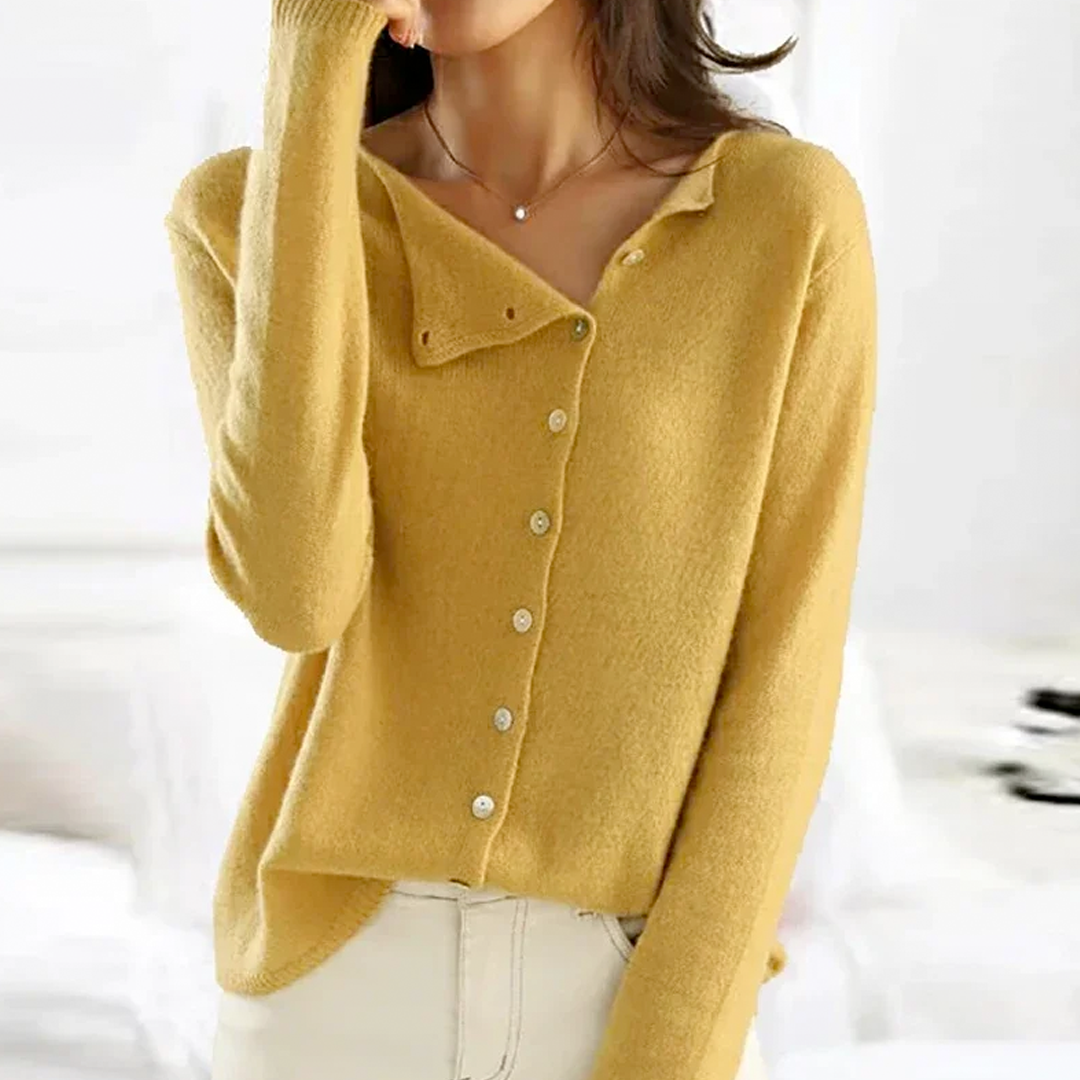 Eleganter Kuscheliger Cardigan Damen Grau – Clara