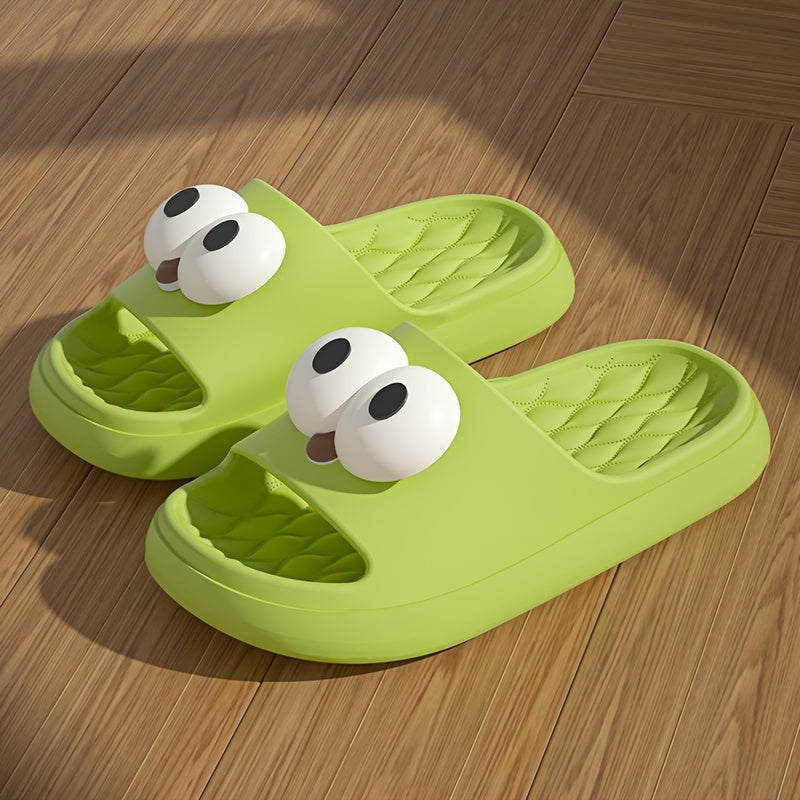 Schwarze Pantoffeln mit Augen-Design - Lulu