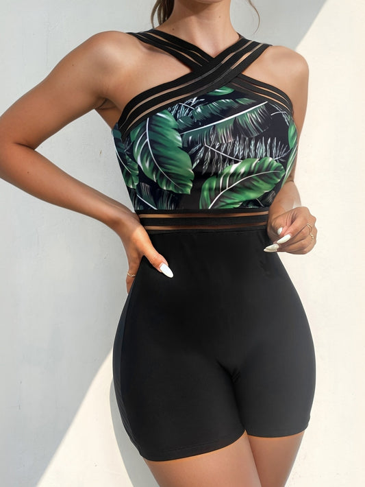 Schwarzer Tropischer Badeanzug - Marina