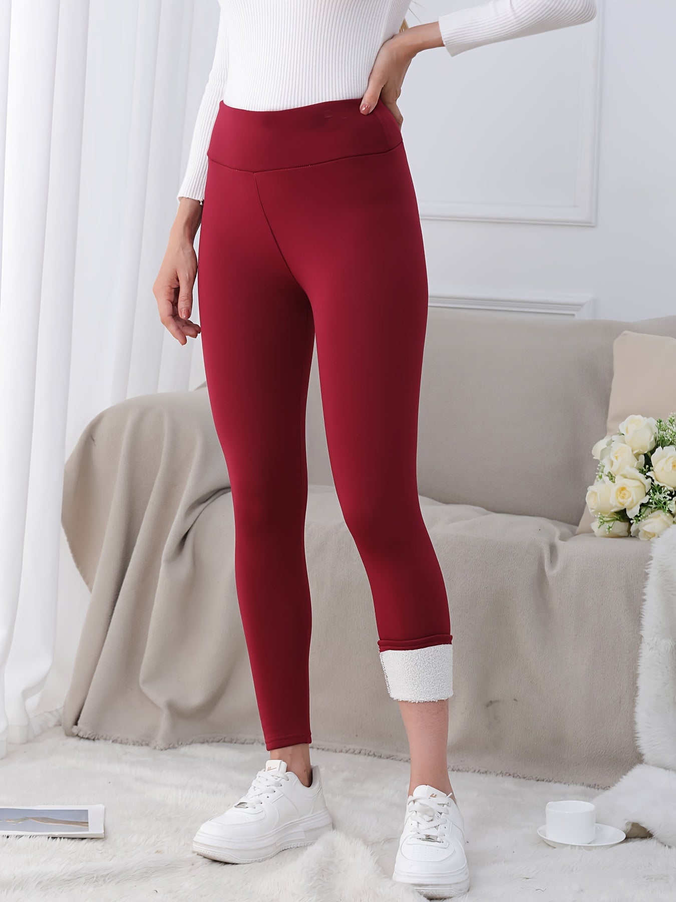 Schwarze Thermo-Leggings mit Fleece – Clara