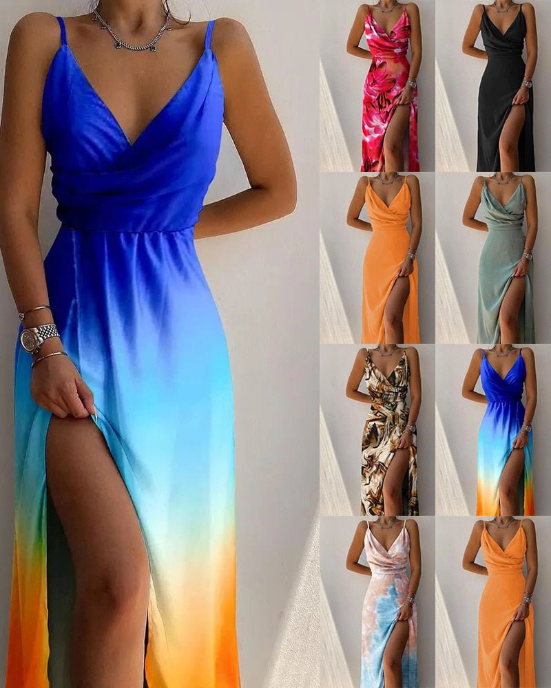 Flouny- maxikleid mit tropischem muster