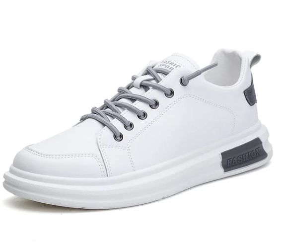 Weiße herren sneaker mit braunen akzenten - Leon