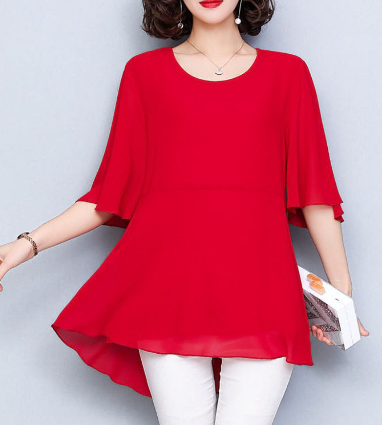 Blaue Chiffonbluse - Marie