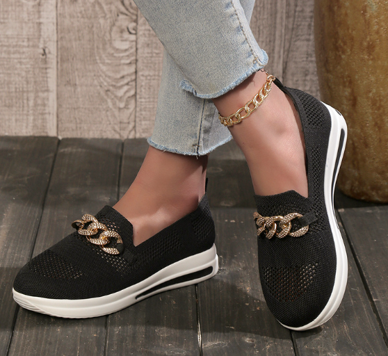 Orange Loafer mit Goldkette – Sophie