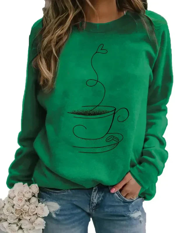 Maja – crewneck sweatshirt mit coffee-cup grafikdruck