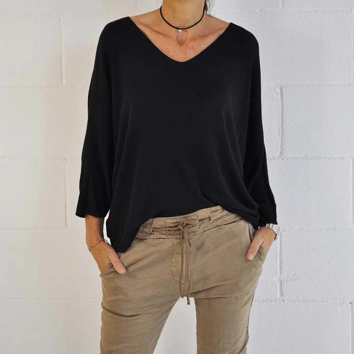 Elena - Blaue Cashmere Bluse